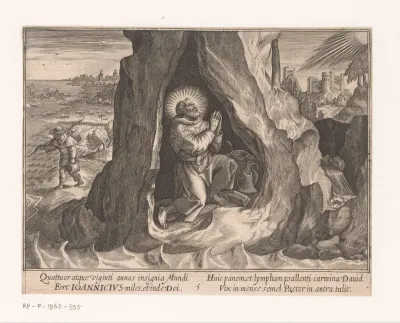 Heilige Johannicius van Bithynië als kluizenaar