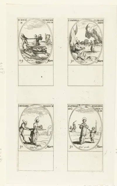 Heilige Jonas en Heilige Barachisius van Perzië, Heilige Johannes Climacus, Heilige Benjamin van Koerdistan, Heilige Quirinus van Neuss en Heilige Balbina van Rome (29-31 maart)