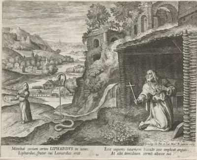Heilige Liphardus als kluizenaar