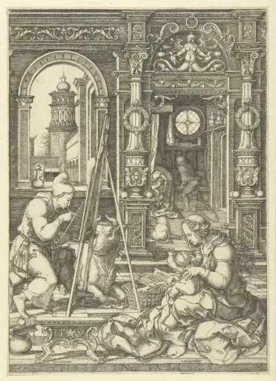 Heilige Lucas schildert Madonna met kind