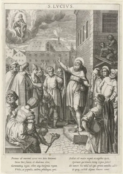Heilige Lucius predikt voor de menigte