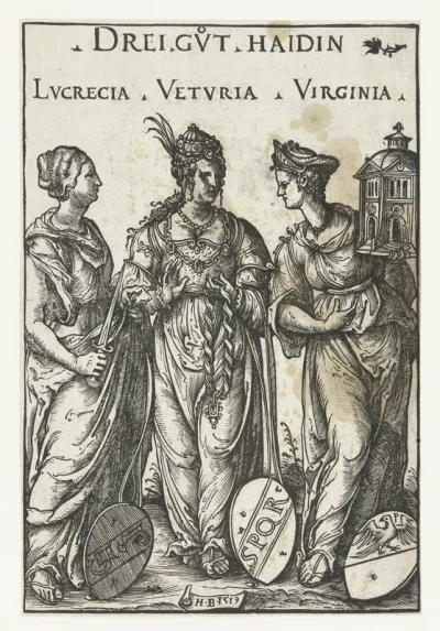 Heilige Lucretia, Veturia en Virginia als drie heidense heldinnen