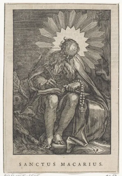 Heilige Macarius als kluizenaar