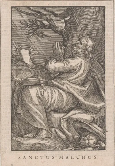 Heilige Malchus van Chalcis als kluizenaar