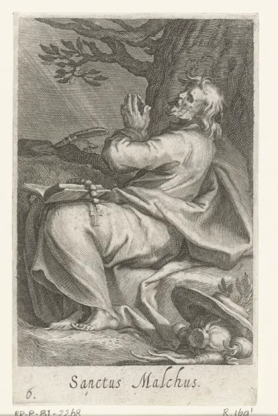 Heilige Malchus van Chalcis als kluizenaar