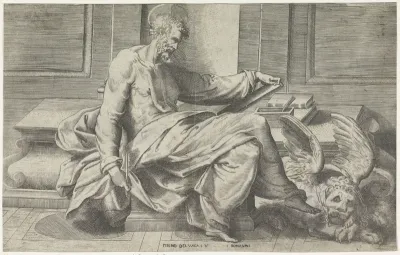 Heilige Marcus schrijft zijn Evangelie