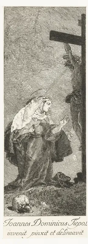 Heilige Margaretha van Cortona aanbidt crucifix