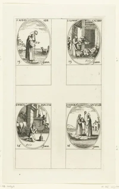 Heilige Maurus, Heilige Johannes Calabytes, Heilige Marcellus I, Heilige Honoratus (15-16 januari)