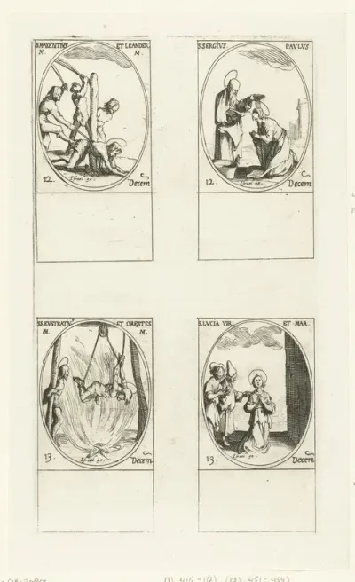 Heilige Maxentius en Heilige Leander van Trier, Heilige Sergius Paulus (Paulus van Narbonne), Heilige Eustratius en Heilige Orestes van Sebaste, Heilige Lucia van Syracuse (12-13 december)