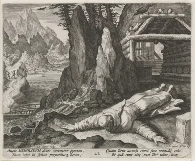 Heilige Meinradus van Einsiedeln als kluizenaar