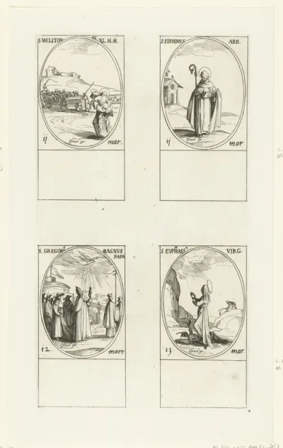 Heilige Meliton, Heilige Firminus, Heilige Gregorius I de Grote, Heilige Euphrasia van Constantinopel (11-13 maart)