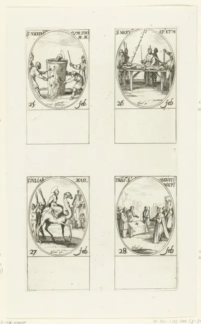 Heilige Niceforus en gezellen, Heilige Nestor, Heilige Julianus, Translatie van Augustinus' stoffelijke resten (25-28 februari)