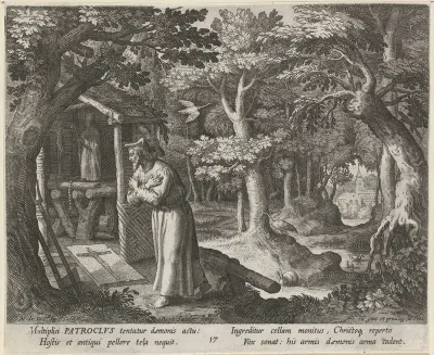 Heilige Patroclus van Néris als kluizenaar