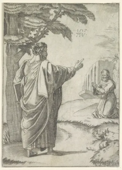 Heilige Paulus en een Franciscaner monnik