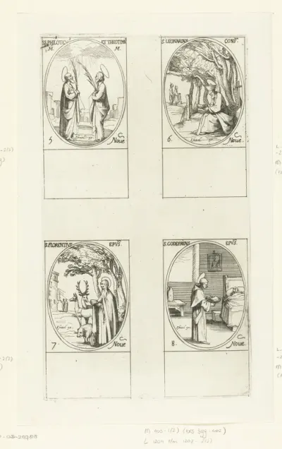 Heilige Philotheus en Heilige Theotimus, Heilige Leonardus van Noblat, Heilige Florentius van Straatsburg, Heilige Godefridus van Amiens (5-8 november)