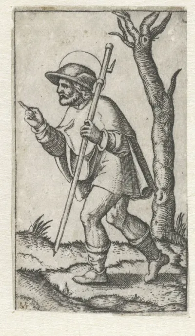 Heilige Rochus als pelgrim met pelgrimsstaf