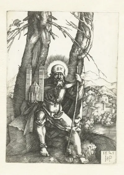 Heilige Sebaldus als pelgrim met een kerkmodel