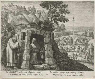 Heilige Simeon Stylites als kluizenaar