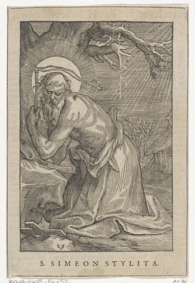 Heilige Simeon Stylites de Oudere als kluizenaar