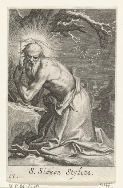 Heilige Simeon Stylites de Oudere als kluizenaar