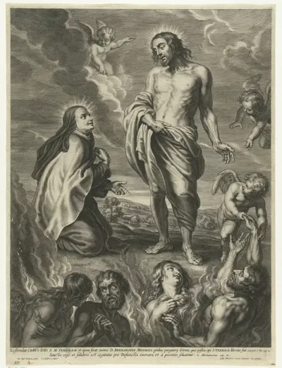 Heilige Teresa voor Christus als voorspraak voor zielen in het vagevuur