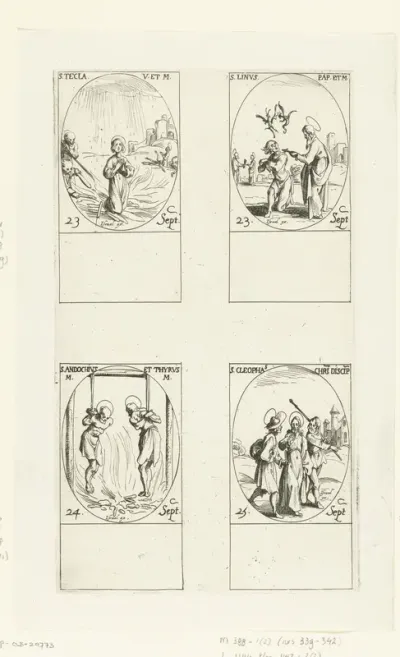 Heilige Thecla van Iconium, Heilige Linus, Heilige Andochius en Heilige Thyrsus van Autun, Heilige Kleopas (23-25 september)