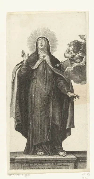 Heilige Theresia van Avila en engel met gloeiende pijl