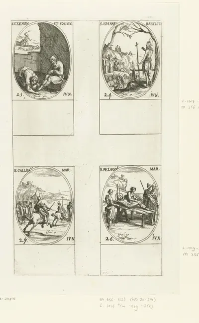 Heilige Zeno en gezellen, Heilige Johannes de Doper, Heilige Gallicanus van Rome, Heilige Pelagius van Cordoba (23-26 juni)