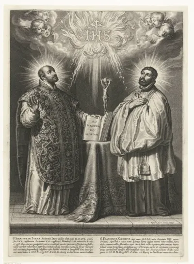 Heiligen Ignatius van Loyola en Franciscus Xaverius met Christusmonogram