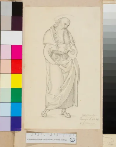 Heiliger Hieronymus nach Peruginos Gemälde des Heiligen Johannes des Täufers mit vier Heiligen ursprünglich aus  S. Francesco al Prato Perugia