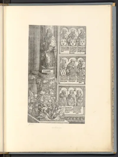 Heiliger Leopold, Fürsten (Die Ehrenpforte Kaiser Maximilians I., rechtes äußeres Freisäulenpaar und rechte Porträtwand, D', E' 19-27)