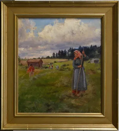 Heinänkorjuu Kerppolan pihassa