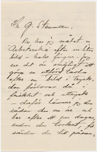 Helene Schjerfbeck's letter to Gösta Stenman 01.03.1927