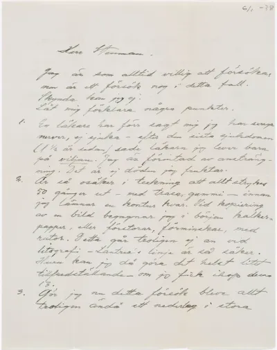 Helene Schjerfbeck's letter to Gösta Stenman 06.01.1938