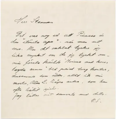 Helene Schjerfbeck's letter to Gösta Stenman 07.02.1943