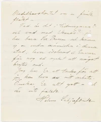 Helene Schjerfbeck's letter to Gösta Stenman 08.05.1936