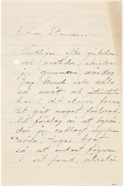 Helene Schjerfbeck's letter to Gösta Stenman 09.03.1929