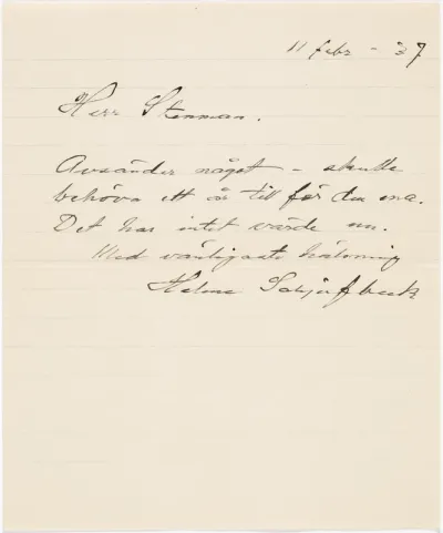 Helene Schjerfbeck's letter to Gösta Stenman 11.02.1937