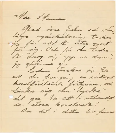 Helene Schjerfbeck's letter to Gösta Stenman 15.01.1935
