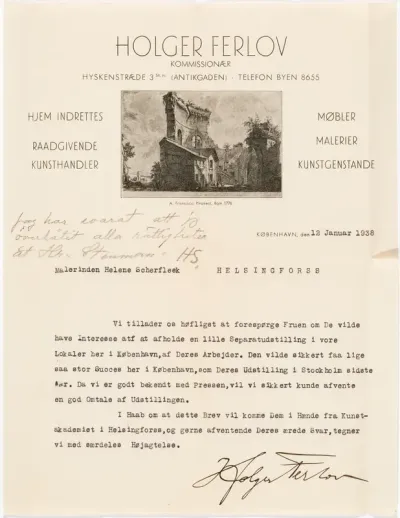 Helene Schjerfbeck's letter to Gösta Stenman [15.01.1938]