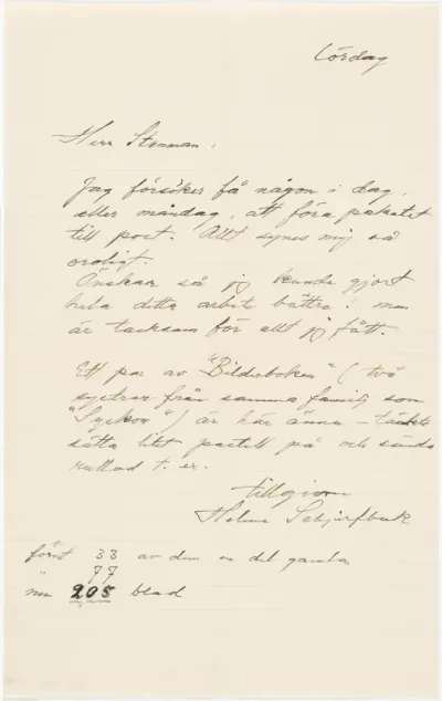 Helene Schjerfbeck's letter to Gösta Stenman [15.04.1939]