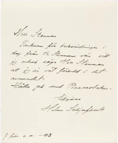 Helene Schjerfbeck's letter to Gösta Stenman [17.02.1943]?