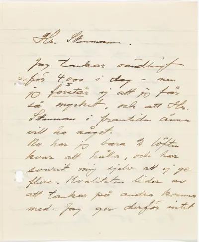 Helene Schjerfbeck's letter to Gösta Stenman 18.08.1935