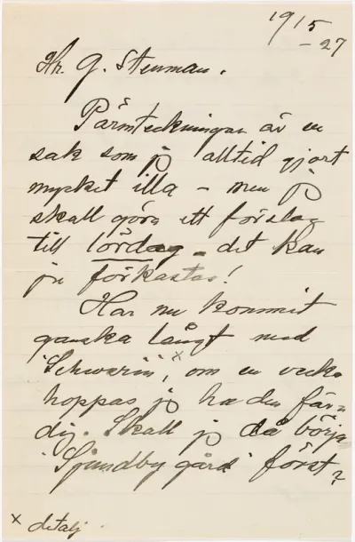 Helene Schjerfbeck's letter to Gösta Stenman 19.05.1927