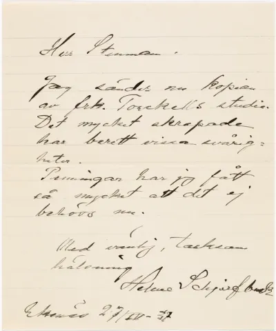 Helene Schjerfbeck's letter to Gösta Stenman 27.04.1937