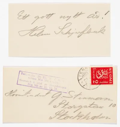 Helene Schjerfbeck's letter to Gösta Stenman 27.12.1939