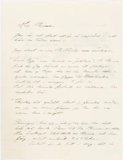 Helene Schjerfbeck's letter to Gösta Stenman 28.11.1943