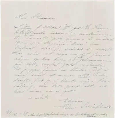 Helene Schjerfbeck's letter to Gösta Stenman 28.12.1938