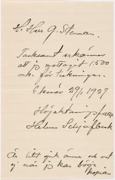 Helene Schjerfbeck's letter to Gösta Stenman 29.01.1927