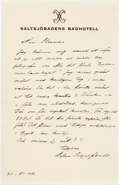 Helene Schjerfbeck's letter to Gösta Stenman 31.05.1944